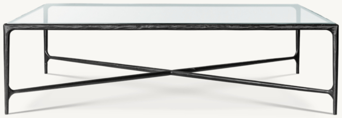Front view of Thaddeus Glass Square Coffee Table 