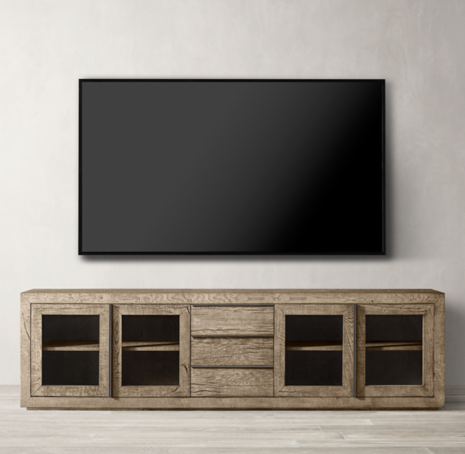 Aspen French Oak 4Door Media Console With Drawers