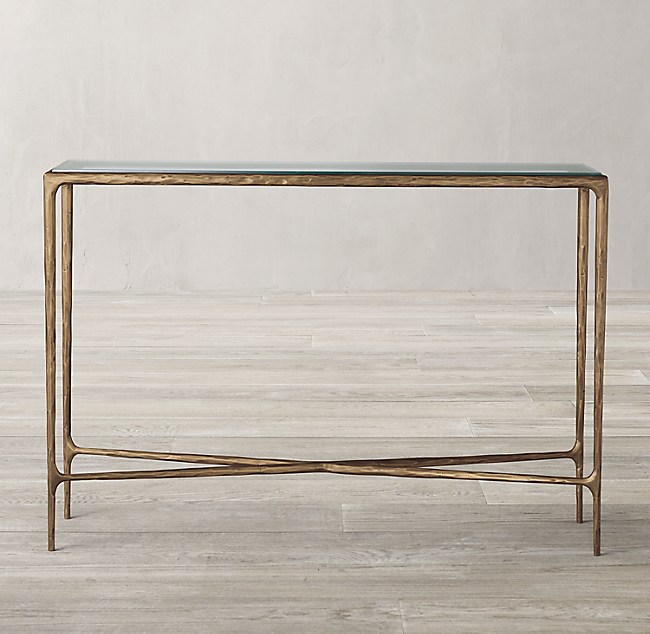 Thaddeus Glass Console Table, What Size Mirror For 48 Inch Console Table