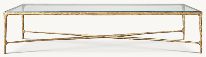 Rectangular table shown in Forged Brass.