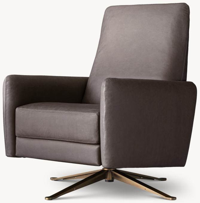 Three Quarter view of Otto Leather Swivel Recliner 