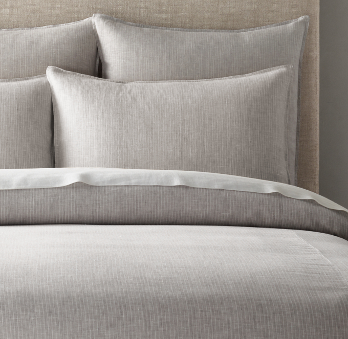 Woven Pinstripe Linen Duvet Cover