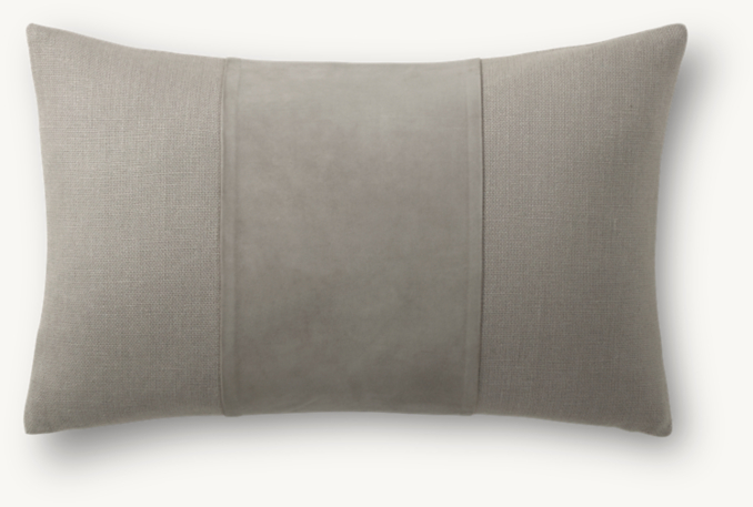 Overhead view of Suede Center Band Pillow Cover - Lumbar 