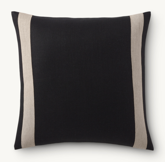 Overhead view of Linen Double Band Appliqué Pillow Cover - Square 
