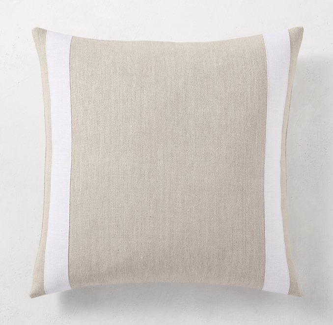 Linen Double Band Appliqué Pillow Cover by Kelly Hoppen Square