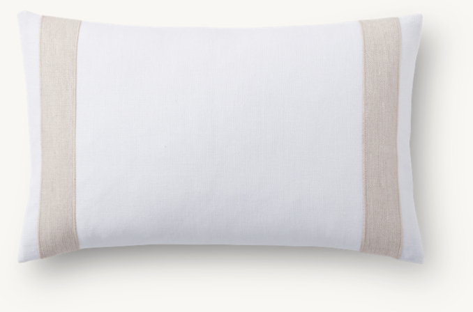 Overhead view of Linen Double Band Appliqué Pillow Cover - Lumbar 