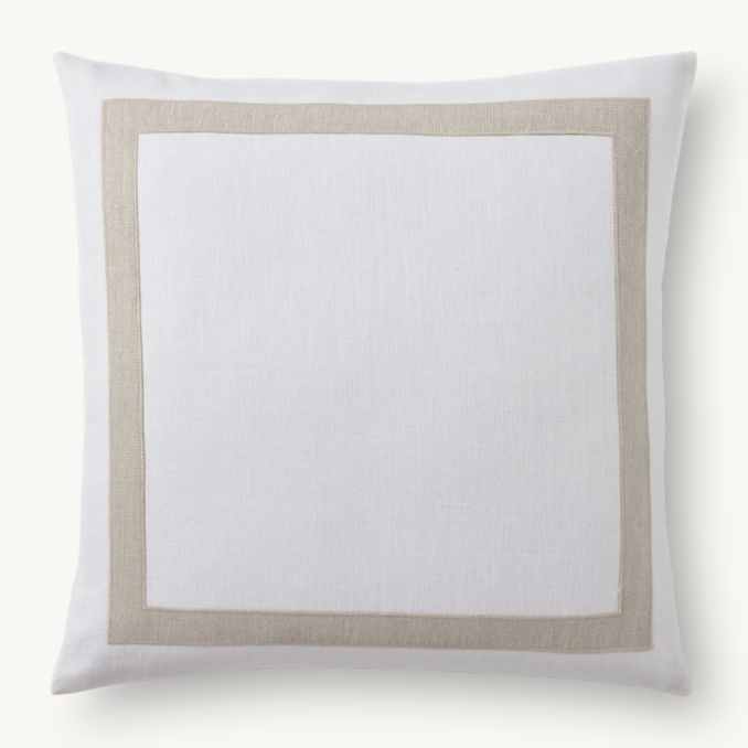 Overhead view of Linen Framed Appliqué Pillow Cover - Square 
