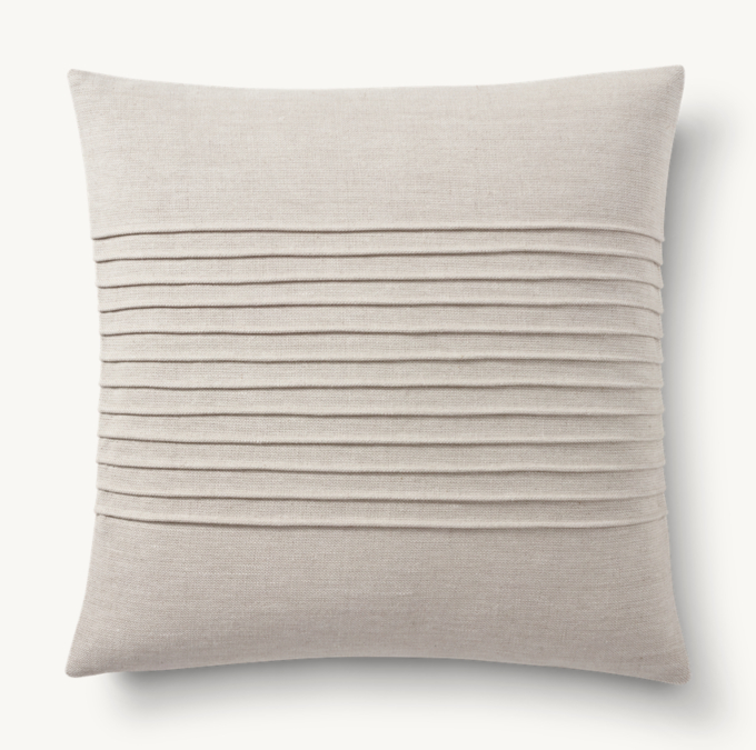 Linen Horizontal Pintuck Pillow Cover Square RH