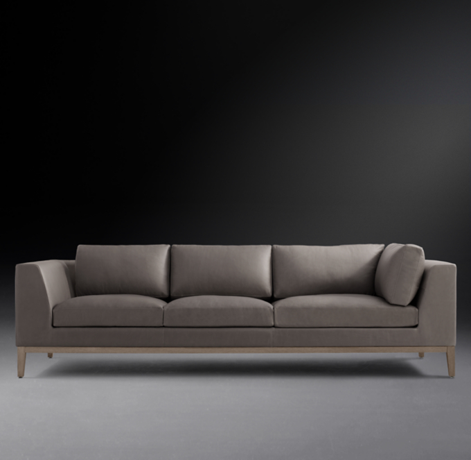Italia Taper Arm Leather LeftArm Return Sofa Oak Base