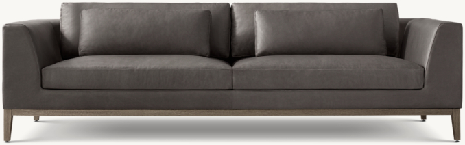 Front view of Italia Taper Arm Leather Sofa - Oak Base 