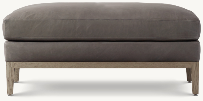 Italia Leather End-of-Sectional Ottoman - Oak Base