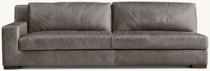 Front view of Modena Track Arm Leather Left-Arm Sofa 