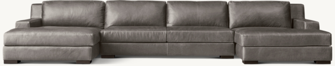 Modena Leather Track Arm U-Chaise Sectional