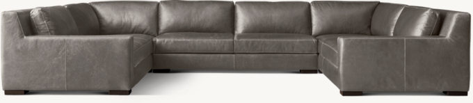 Modena Leather Track Arm U-Sofa Sectional