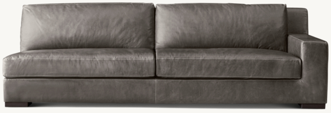 Front view of Modena Track Arm Leather Right-Arm Sofa 