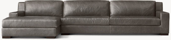 Front High view of Modena Track Arm Leather L-Sectional 