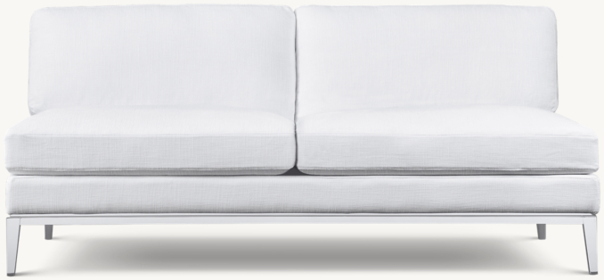 Front view of Italia Track Arm Armless Sofa - Metal Base 