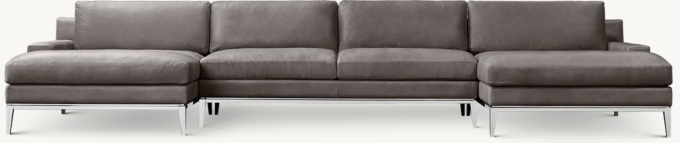 Italia Leather Track Arm Customizable Sectional - Metal Base