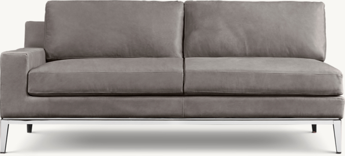 Front view of Italia Leather Track Arm Left-Arm Sofa - Metal Base 