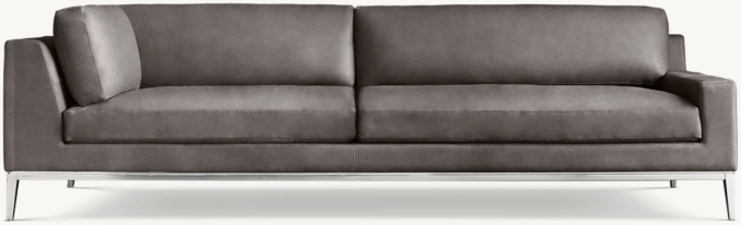 Front view of Italia Leather Track Arm Right-Arm Return Sofa - Metal Base 