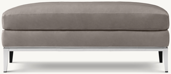 Italia Leather Coffee Ottoman - Metal Base