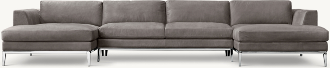 Italia Taper Arm Leather Customizable Sectional - Metal Base