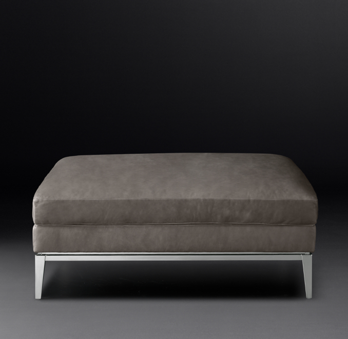 Italia Leather EndofSectional Ottoman Metal Base