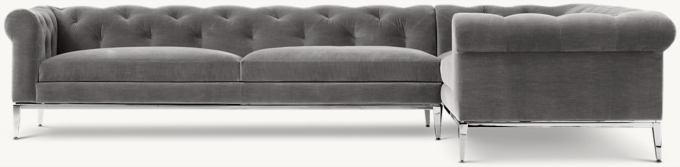 Italia Chesterfield Right-Arm L-Sectional - Metal Base