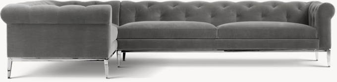 Italia Chesterfield Left-Arm L-Sectional - Metal Base