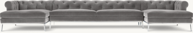 Italia Chesterfield U-Chaise Sectional - Metal Base