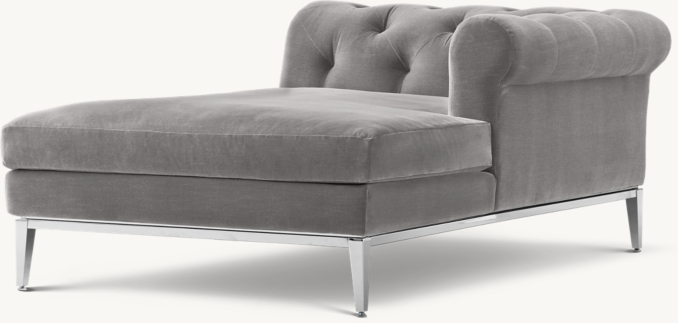 Three Quarter view of Italia Chesterfield Right-Arm Chaise - Metal Base 