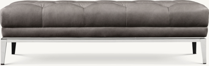 Italia Chesterfield Leather Coffee Ottoman with Tufted Seat - Metal Base