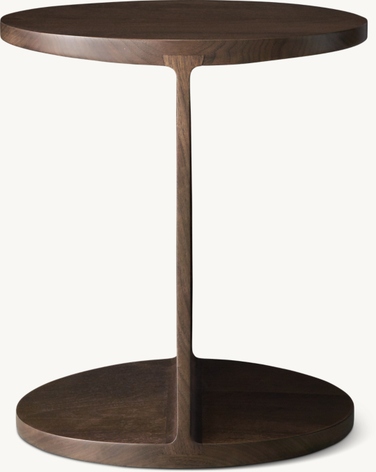 I-Beam Wood Round Side Table