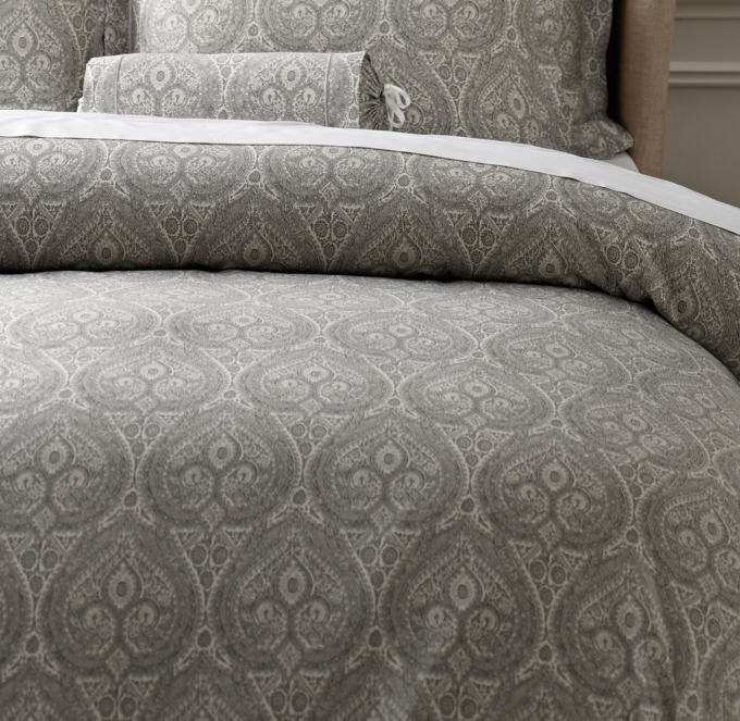 NEW RH RESTORATION HARDWARE Italian CYPRESS PAISLEY offers FULL QUEEN DUVET MARINE