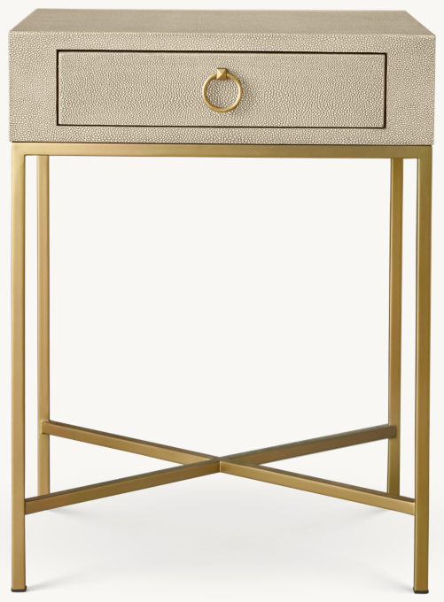 Graydon Shagreen Square Bedside Table With Metal Base