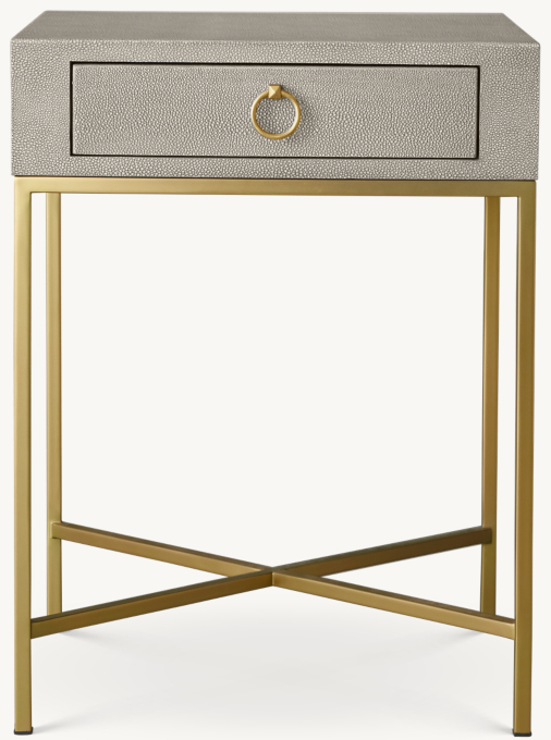 Graydon Shagreen Square Bedside Table With Metal Base