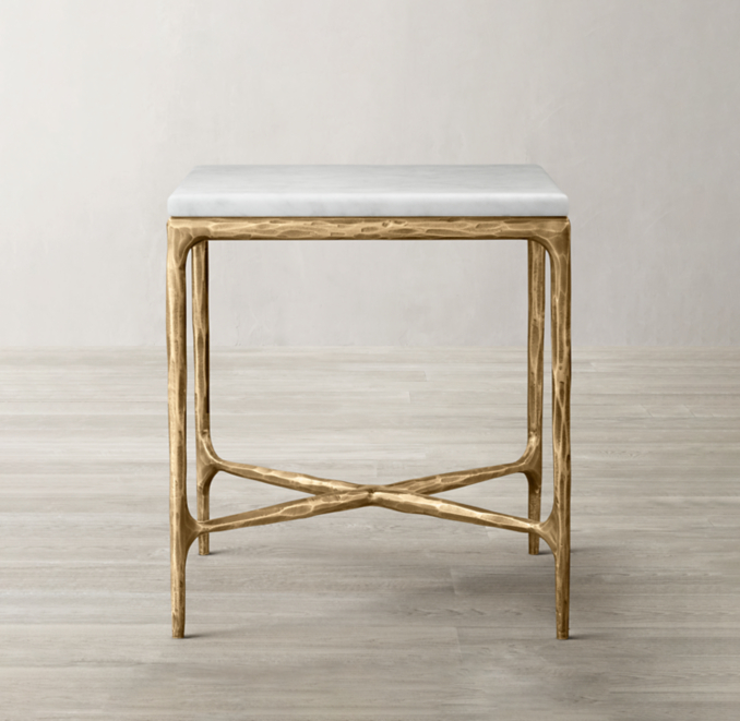 Thaddeus Brass & Marble Square Side Table