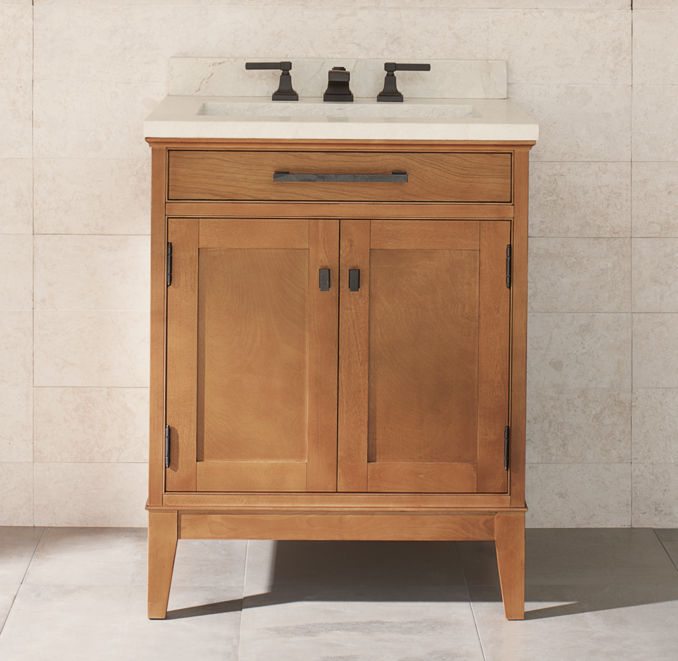 Turner Powder Room Vanity Rectangular Sink Light Cherry | RH