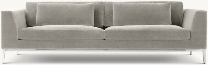 Front view of Italia Taper Arm Two-Seat Sofa - Metal Base 