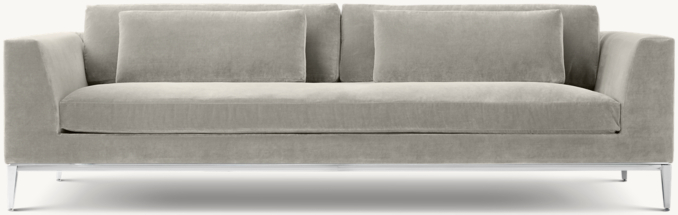 Front view of Italia Taper Arm Bench-Seat Sofa - Metal Base 
