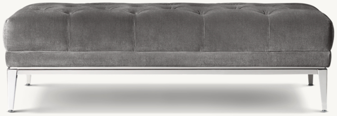 Italia Chesterfield Coffee Ottoman with Tufted Seat - Metal Base