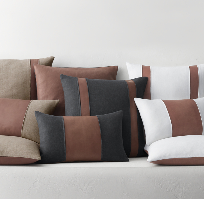 leather pillows restoration hardware