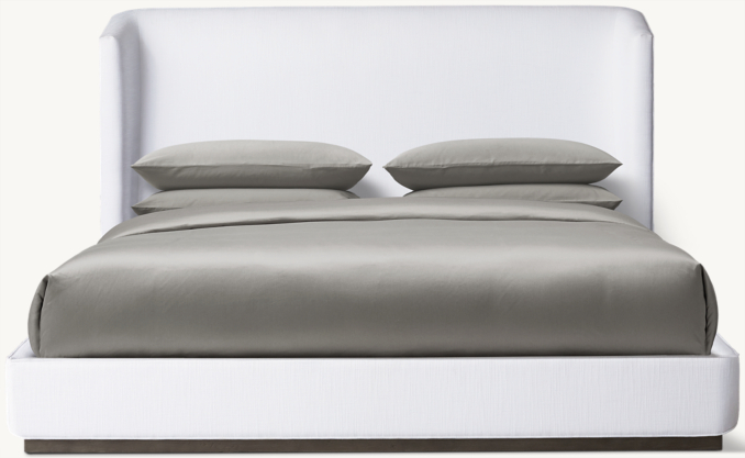 Front view of Alessa Fabric Shelter Platform Bed 