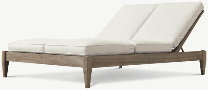Shown in Natural Teak. Cushions shown in Natural Perennials® Textured Linen Weave with Flax contrast piping.