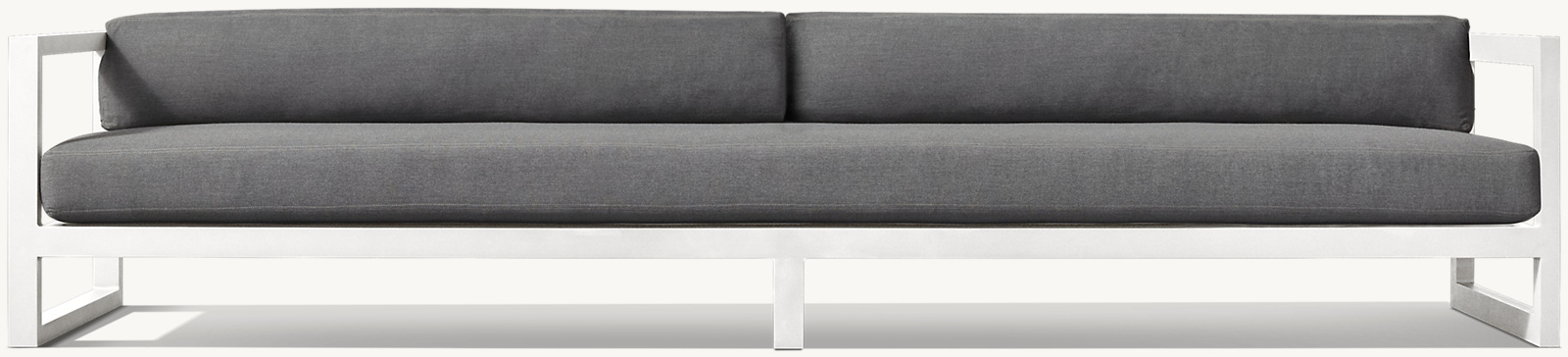 112&#34; Luxe sofa shown in White. Cushions (sold separately) shown in Charcoal Perennials&#174; Performance Canvas.