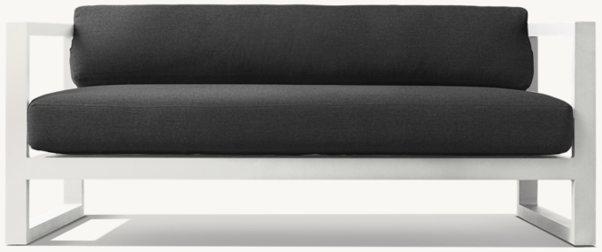 162cm Luxe sofa shown in White. Cushions (sold separately) shown in Sunbrella Canvas Black.