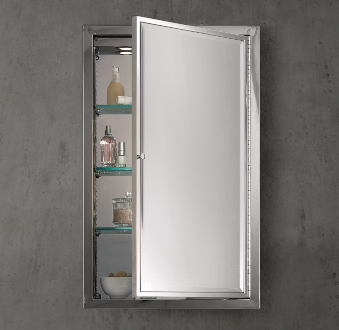 Framed Lit Left Opening Inset Medicine Cabinet