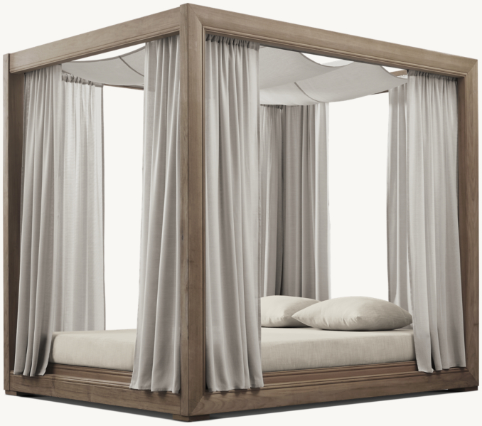 Three Quarter view of Costa Teak Canopy Daybed 