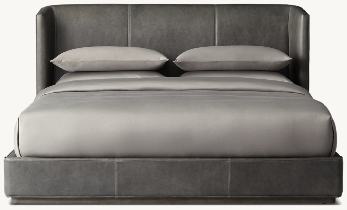 Front view of Alessa Leather Shelter Platform Bed 