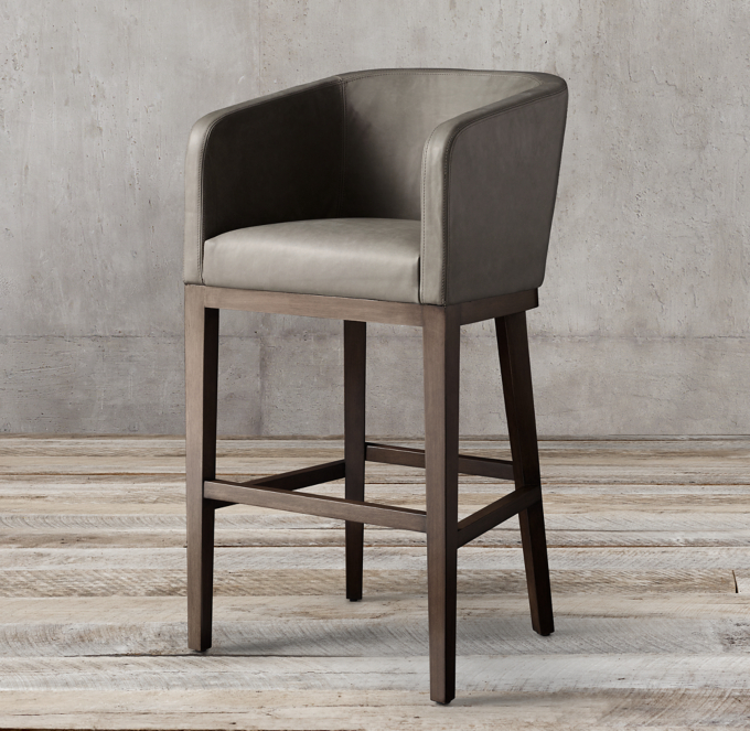 Morgan Barrelback Leather Stool